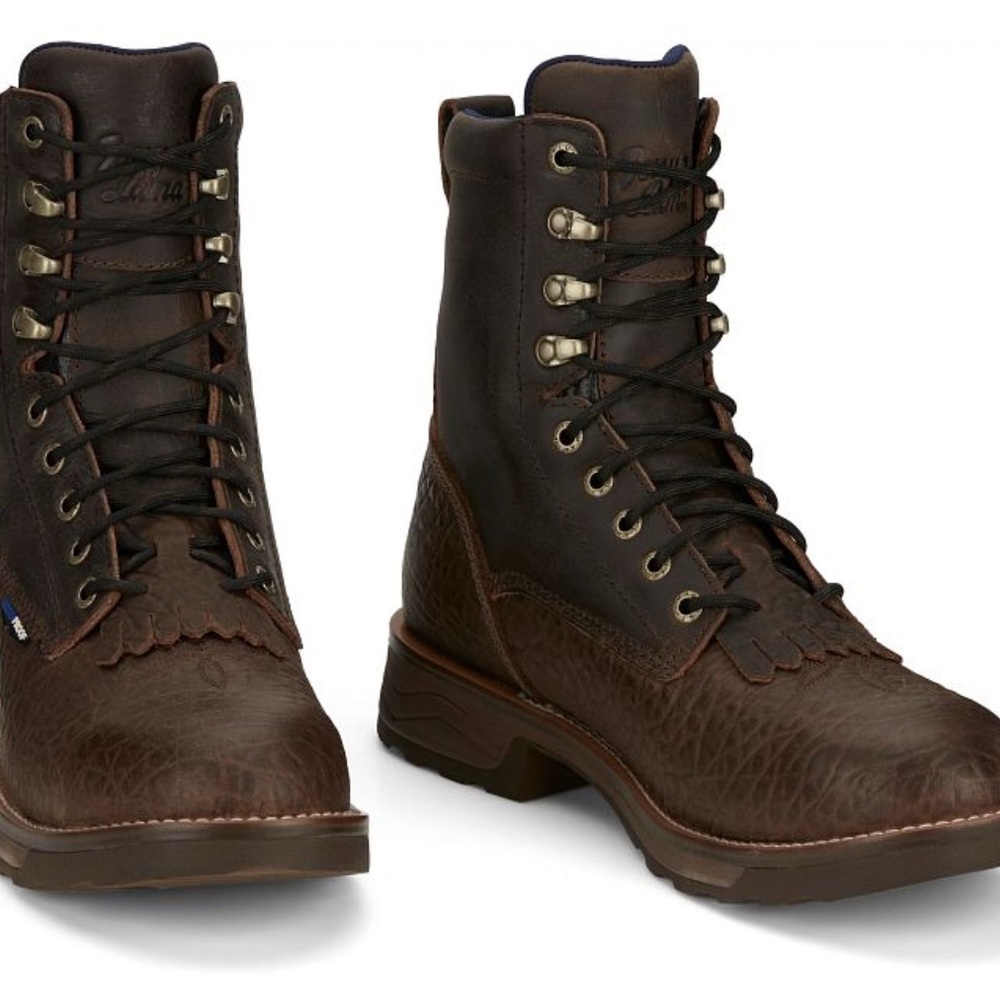 Tony Lama Brown Leather Boots Durable Lace-Up Design